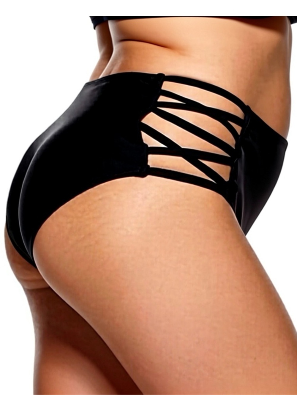 Swim Six String Brief Plus Size Black Bikini Bottom NWOT in Size 22